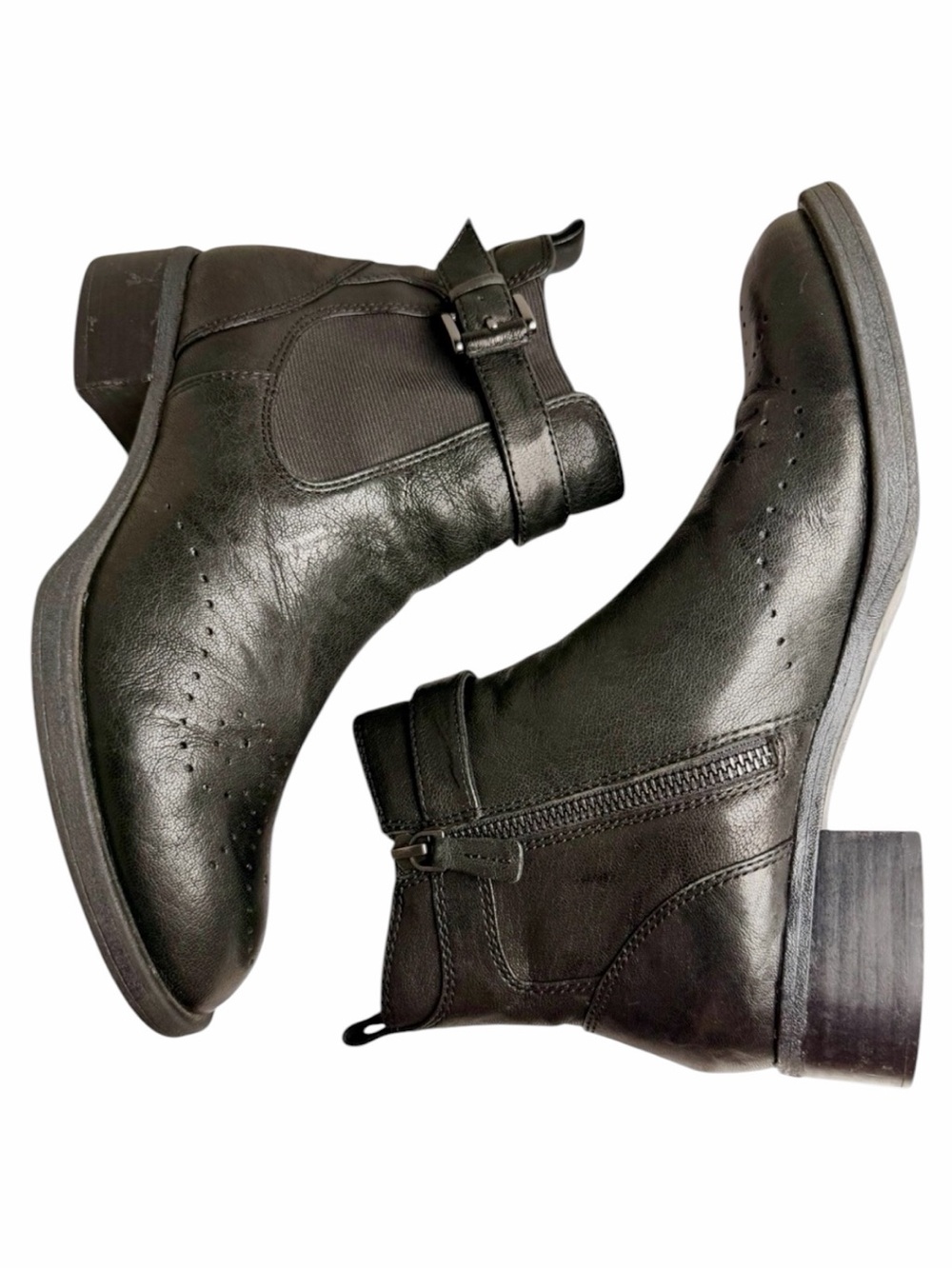 Johnston & Murphy Jeanette Black Leather Brogue Ankle Boots Womens 8